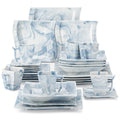 MALACASA Series Flora Dinnerware Set Porcelain Tableware Wave Shape Dishware Set