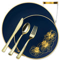 Orchid COLLECTION Royal Blue &Gold Plastic Tableware Set Wedding Party Dinner