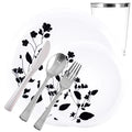 Garden COLLECTION White and Black Plastic Tableware Set Wedding Party Package