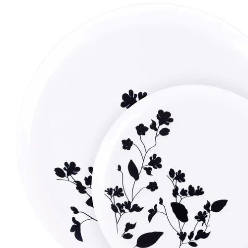 Garden COLLECTION White and Black Plastic Tableware Set Wedding Party Package